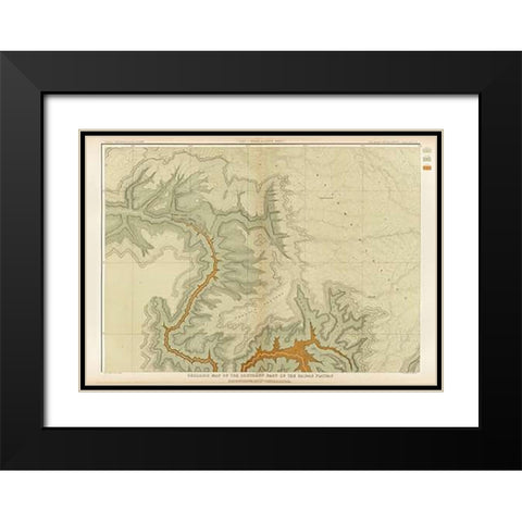 Grand Canyon - Geologic Map of The Southern Part of The Kaibab Plateau (Part I. North-Western Sheet) Black Modern Wood Framed Art Print with Double Matting by Dutton, Clarence