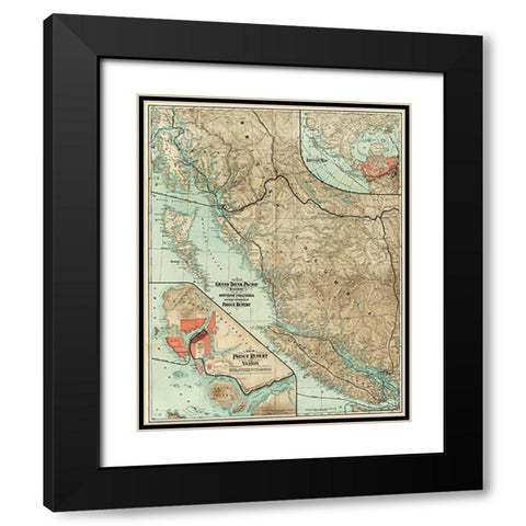 Map of The Grand Trunk Pacific Railway In British Columbia, 1910 Black Modern Wood Framed Art Print with Double Matting by Grand Trunk Pacific Railway