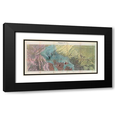 Geological Map, Rio Colorado of the West, 1858 Black Modern Wood Framed Art Print with Double Matting by Ives, J.C
