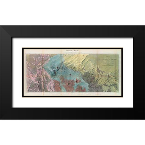 Geological Map, Rio Colorado of the West, 1858 Black Modern Wood Framed Art Print with Double Matting by Ives, J.C