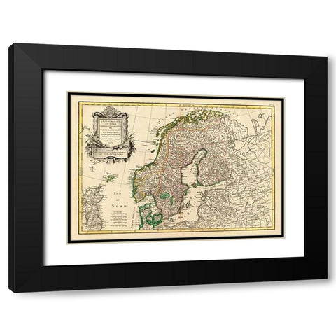 Suede, Danemarck et Norwege, 1762 Black Modern Wood Framed Art Print with Double Matting by Janvier, Jean