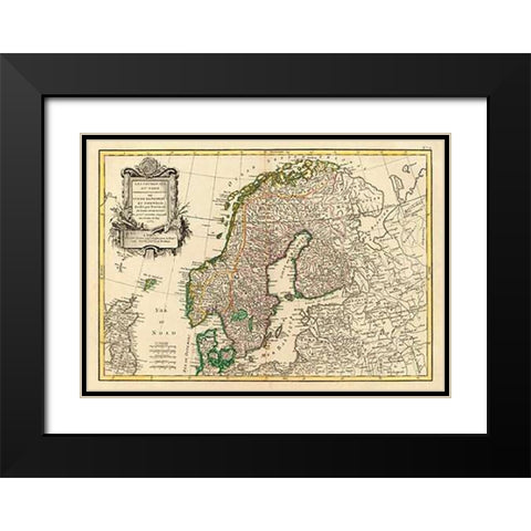 Suede, Danemarck et Norwege, 1762 Black Modern Wood Framed Art Print with Double Matting by Janvier, Jean