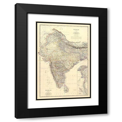 ComVintageite: India, 1861 Black Modern Wood Framed Art Print with Double Matting by Johnston, Alexander Keith