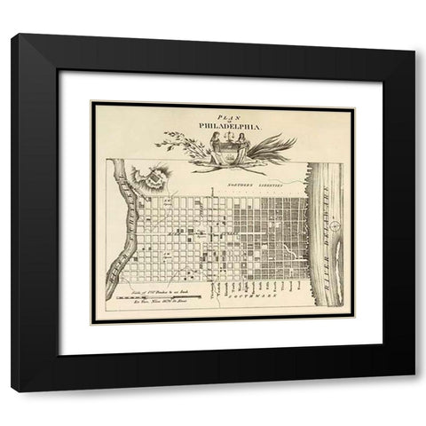Philadelphia, 1824 Black Modern Wood Framed Art Print with Double Matting by Klinckowstrom, Axel Leonhard