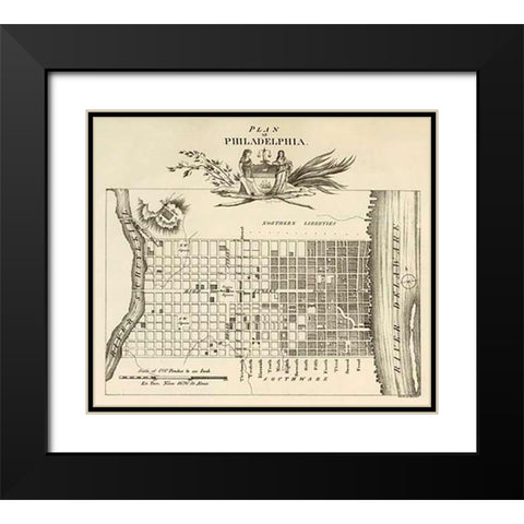 Philadelphia, 1824 Black Modern Wood Framed Art Print with Double Matting by Klinckowstrom, Axel Leonhard
