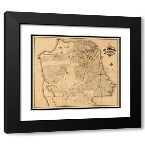 San Francisco, California, 1873 Black Modern Wood Framed Art Print with Double Matting by Langley, Henry
