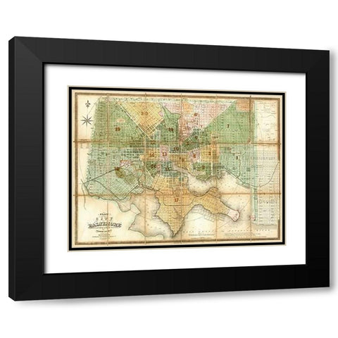 Baltimore, Maryland, 1852 Black Modern Wood Framed Art Print with Double Matting by Lucas, Fielding