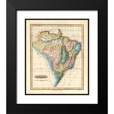 Brazil, 1823 Black Modern Wood Framed Art Print with Double Matting by Lucas, Fielding