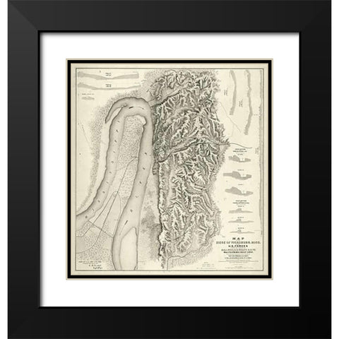 Civil War Map of The Siege of Vicksburg, Miss, 1863 Black Modern Wood Framed Art Print with Double Matting by Spangenberg, Charles