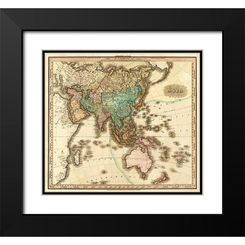 Asia, 1823 Black Modern Wood Framed Art Print with Double Matting by Tanner, Henry