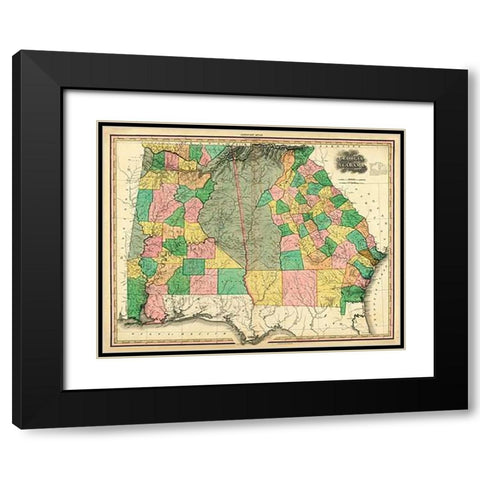 Georgia and Alabama, 1823 Black Modern Wood Framed Art Print with Double Matting by Tanner, Henry