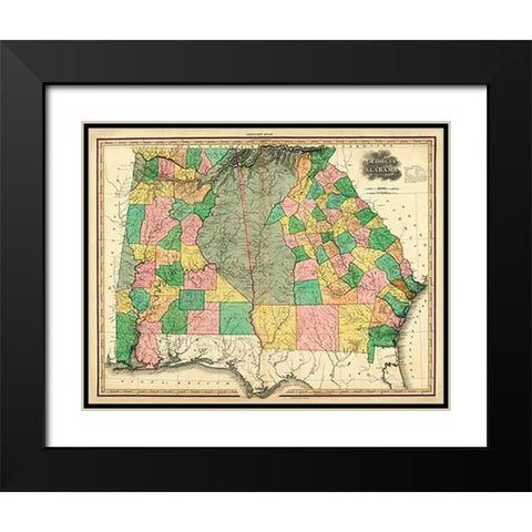 Georgia and Alabama, 1823 Black Modern Wood Framed Art Print with Double Matting by Tanner, Henry