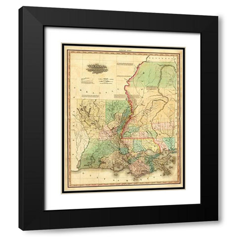 Louisiana and Mississippi, 1823 Black Modern Wood Framed Art Print with Double Matting by Tanner, Henry