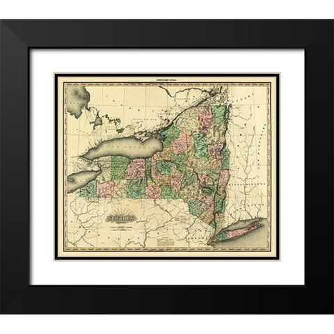 New York, 1823 Black Modern Wood Framed Art Print with Double Matting by Tanner, Henry