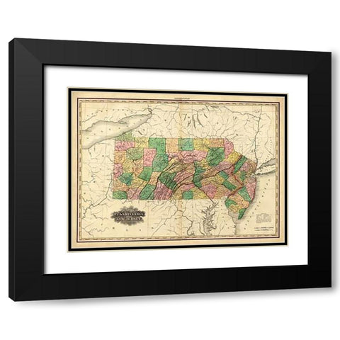 Pennsylvania and New Jersey, 1823 Black Modern Wood Framed Art Print with Double Matting by Tanner, Henry