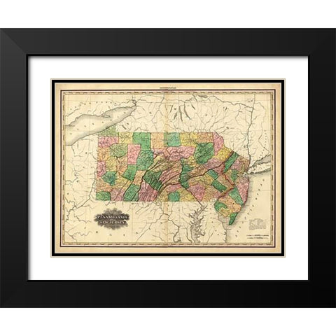 Pennsylvania and New Jersey, 1823 Black Modern Wood Framed Art Print with Double Matting by Tanner, Henry