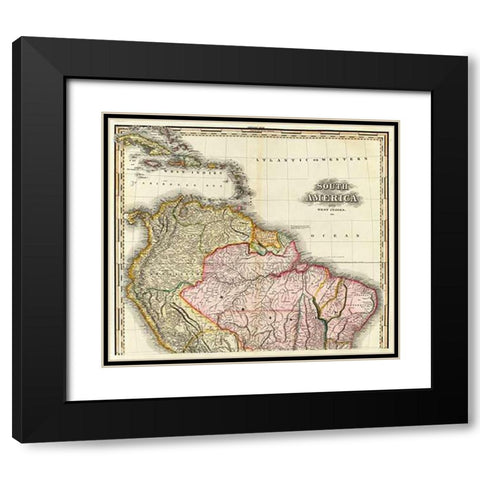 South America and West Indies, 1823 Black Modern Wood Framed Art Print with Double Matting by Tanner, Henry