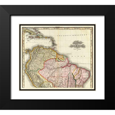 South America and West Indies, 1823 Black Modern Wood Framed Art Print with Double Matting by Tanner, Henry