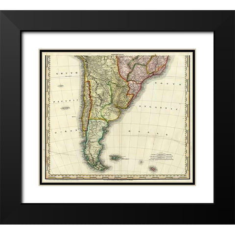 South America and West Indies, 1823 Black Modern Wood Framed Art Print with Double Matting by Tanner, Henry