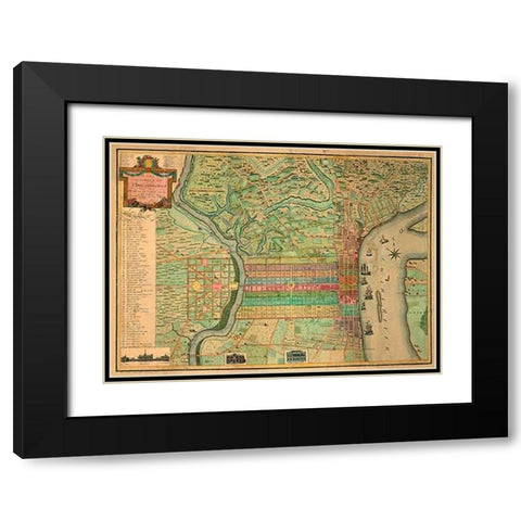 Philadelphia, 1802 Black Modern Wood Framed Art Print with Double Matting by Varle, Charles