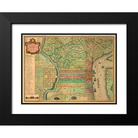 Philadelphia, 1802 Black Modern Wood Framed Art Print with Double Matting by Varle, Charles