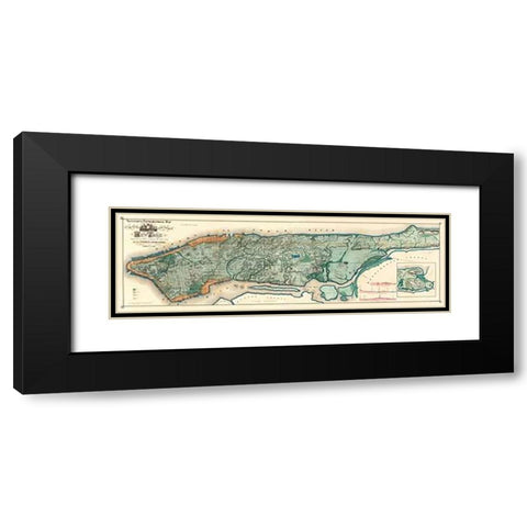 Sanitary and Topographical Map of the City and Island of New York, 1865 Black Modern Wood Framed Art Print with Double Matting by Viele, Egbert