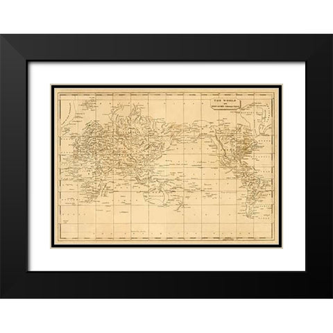 World Mercators projection, 1812 Black Modern Wood Framed Art Print with Double Matting by Arrowsmith, Aaron