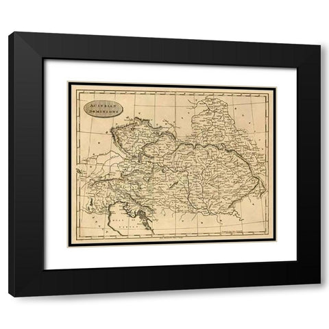 Austrian Dominions, 1812 Black Modern Wood Framed Art Print with Double Matting by Arrowsmith, Aaron