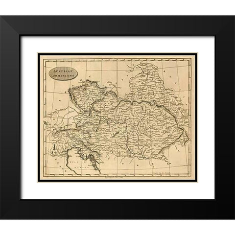Austrian Dominions, 1812 Black Modern Wood Framed Art Print with Double Matting by Arrowsmith, Aaron