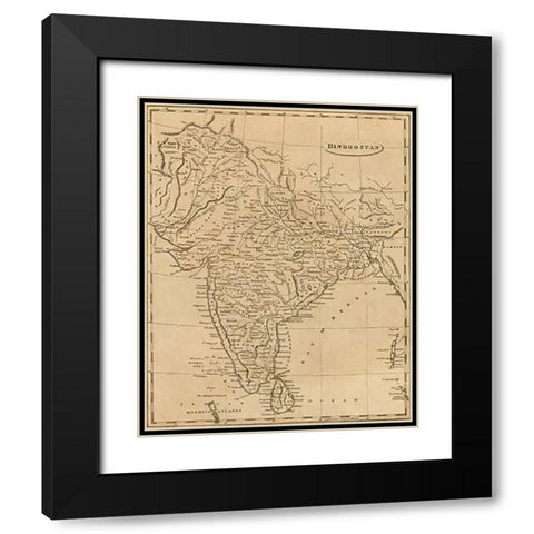 Hindoostan, 1812 Black Modern Wood Framed Art Print with Double Matting by Arrowsmith, Aaron