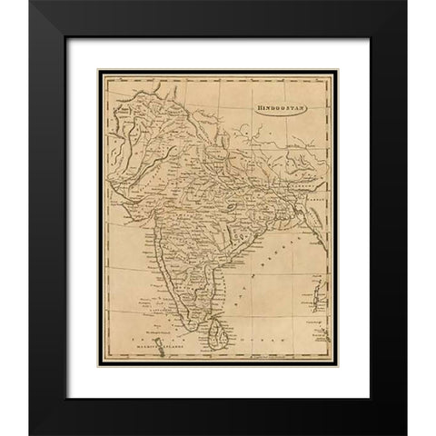 Hindoostan, 1812 Black Modern Wood Framed Art Print with Double Matting by Arrowsmith, Aaron