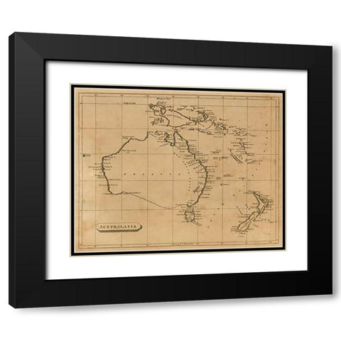 Australasia, 1812 Black Modern Wood Framed Art Print with Double Matting by Arrowsmith, Aaron