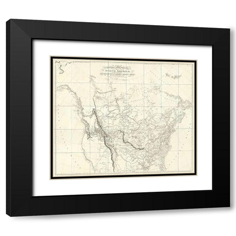 New Discoveries in the Interior Parts of North America, 1814 Black Modern Wood Framed Art Print with Double Matting by Arrowsmith, Aaron