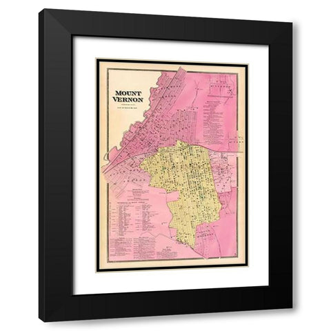 Mt. Vernon, New York, 1868 Black Modern Wood Framed Art Print with Double Matting by Beers, Frederick W.