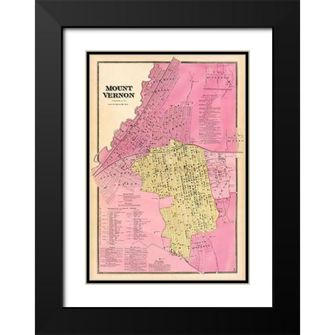 Mt. Vernon, New York, 1868 Black Modern Wood Framed Art Print with Double Matting by Beers, Frederick W.