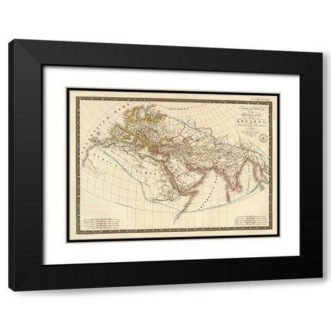 Monde connu des anciens, 1821 Black Modern Wood Framed Art Print with Double Matting by Brue, Adrien Hubert