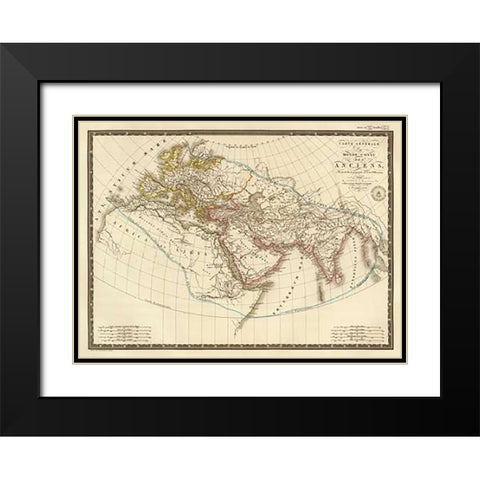 Monde connu des anciens, 1821 Black Modern Wood Framed Art Print with Double Matting by Brue, Adrien Hubert