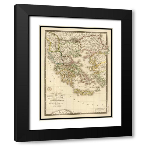 Grece ancienne et de la Mer Egee, 1827 Black Modern Wood Framed Art Print with Double Matting by Brue, Adrien Hubert