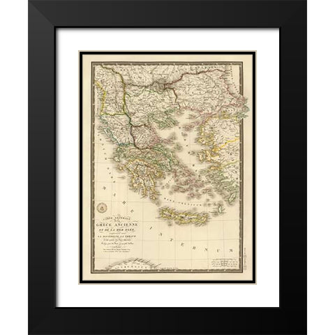 Grece ancienne et de la Mer Egee, 1827 Black Modern Wood Framed Art Print with Double Matting by Brue, Adrien Hubert