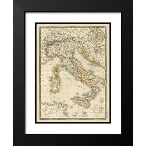 Italie ancienne, 1828 Black Modern Wood Framed Art Print with Double Matting by Brue, Adrien Hubert
