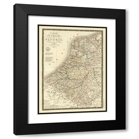 Pays-Bas, 1821 Black Modern Wood Framed Art Print with Double Matting by Brue, Adrien Hubert