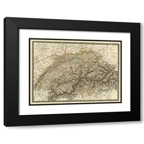 Suisse, 1822 Black Modern Wood Framed Art Print with Double Matting by Brue, Adrien Hubert