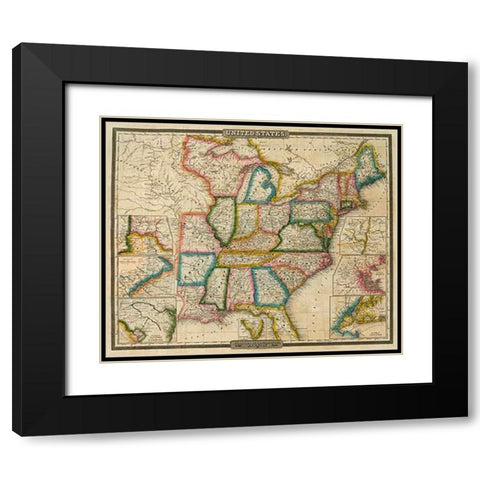 United States, 1833 Black Modern Wood Framed Art Print with Double Matting by Burr, David