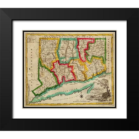 State of Connecticut, 1827 Black Modern Wood Framed Art Print with Double Matting by Doolittle, Amos