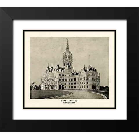State Capitol, Hartford, Connecticut, 1893 Black Modern Wood Framed Art Print with Double Matting by Hurd and Co., D.H