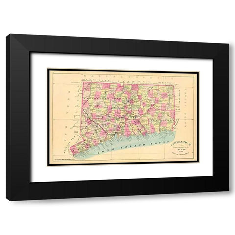 State of Connecticut, 1893 Black Modern Wood Framed Art Print with Double Matting by Hurd and Co., D.H