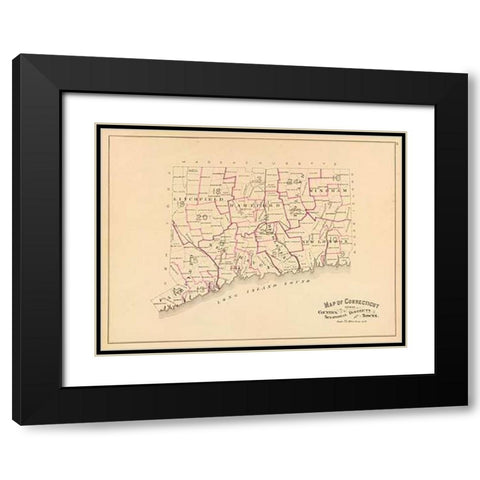Connecticut: Senatorial districts, 1893 Black Modern Wood Framed Art Print with Double Matting by Hurd and Co., D.H