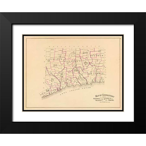 Connecticut: Senatorial districts, 1893 Black Modern Wood Framed Art Print with Double Matting by Hurd and Co., D.H
