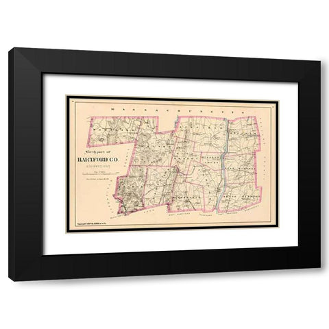 Connecticut: Hartford County North, 1893 Black Modern Wood Framed Art Print with Double Matting by Hurd and Co., D.H