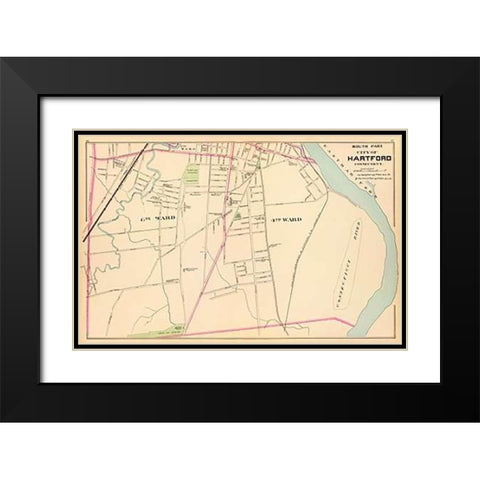 Connecticut: Hartford, South, 1893 Black Modern Wood Framed Art Print with Double Matting by Hurd and Co., D.H